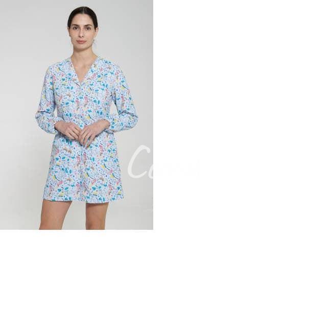 BATA MICROFIBRA ESTAMPADA AZUL - Imagen 1